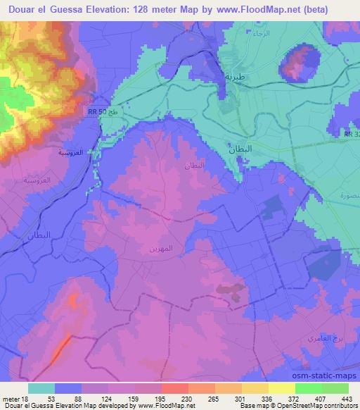 Douar el Guessa,Tunisia Elevation Map