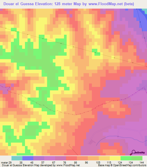 Douar el Guessa,Tunisia Elevation Map