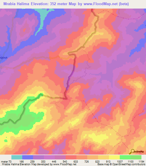 Mrabia Halima,Tunisia Elevation Map