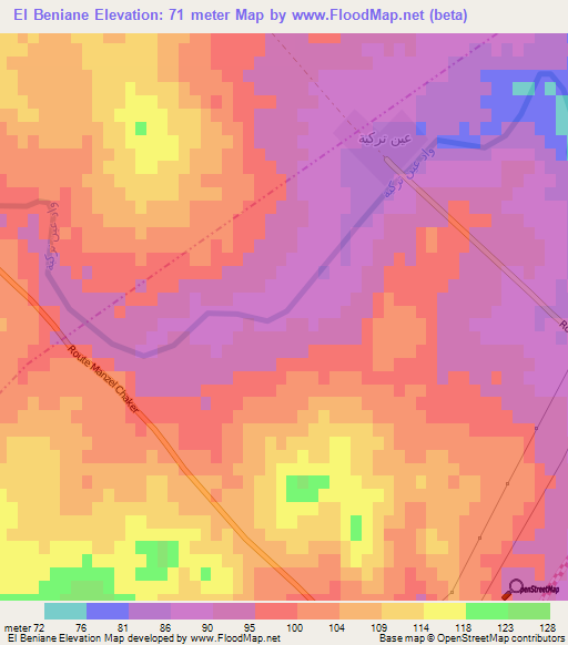 El Beniane,Tunisia Elevation Map