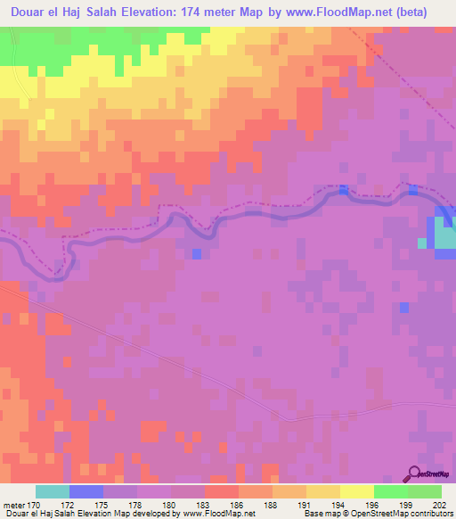 Douar el Haj Salah,Tunisia Elevation Map