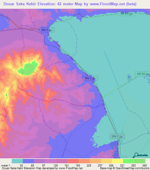 Douar Seka Kebir,Tunisia Elevation Map