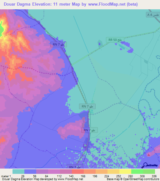 Douar Dagma,Tunisia Elevation Map