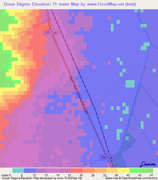 Douar Dagma,Tunisia Elevation Map