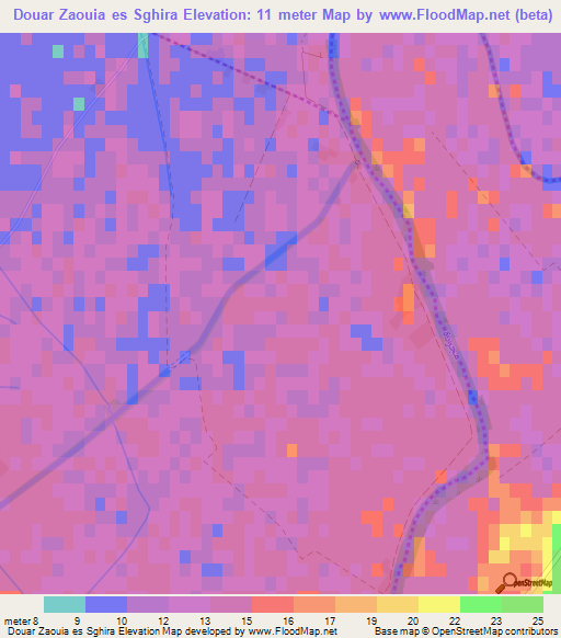 Douar Zaouia es Sghira,Tunisia Elevation Map