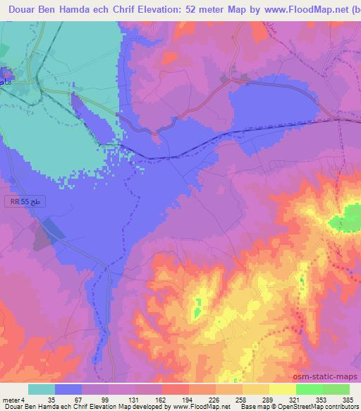 Douar Ben Hamda ech Chrif,Tunisia Elevation Map