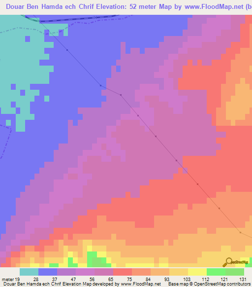 Douar Ben Hamda ech Chrif,Tunisia Elevation Map