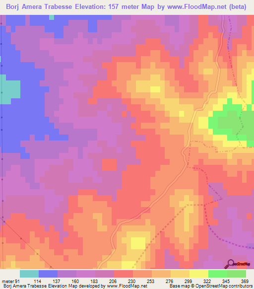 Borj Amera Trabesse,Tunisia Elevation Map