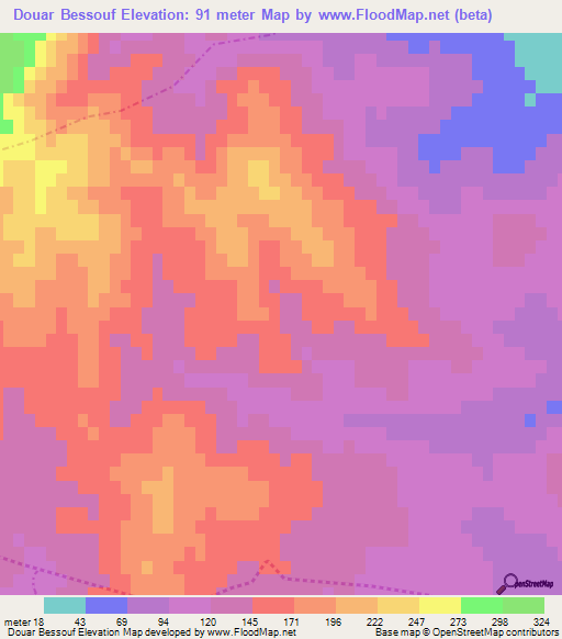 Douar Bessouf,Tunisia Elevation Map