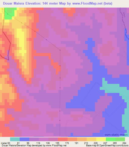 Douar Maisra,Tunisia Elevation Map
