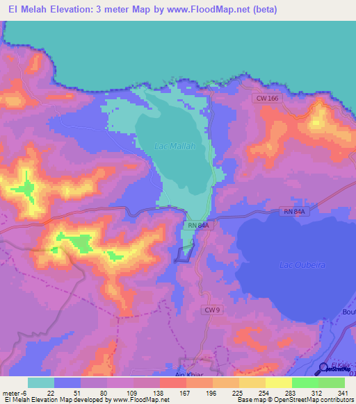 El Melah,Algeria Elevation Map