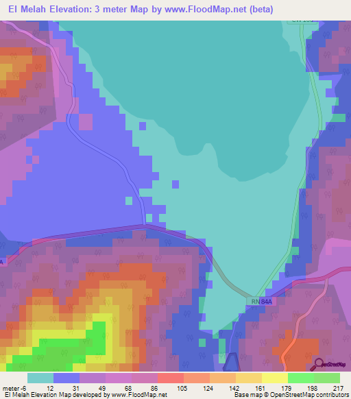 El Melah,Algeria Elevation Map