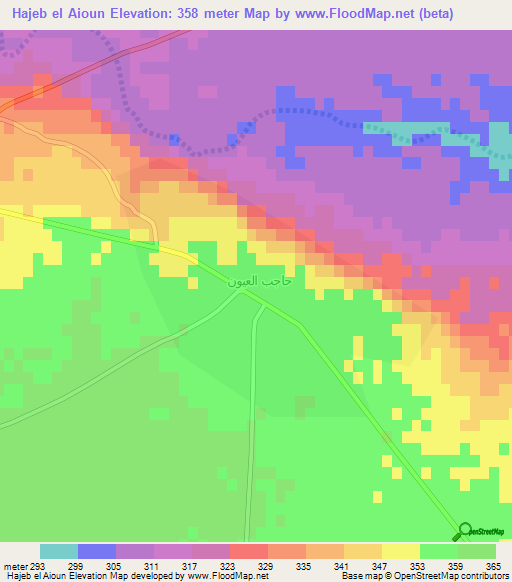 Hajeb el Aioun,Tunisia Elevation Map