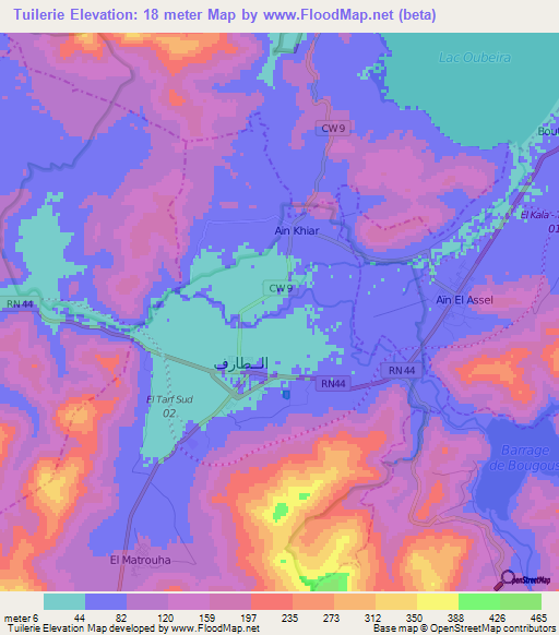 Tuilerie,Algeria Elevation Map