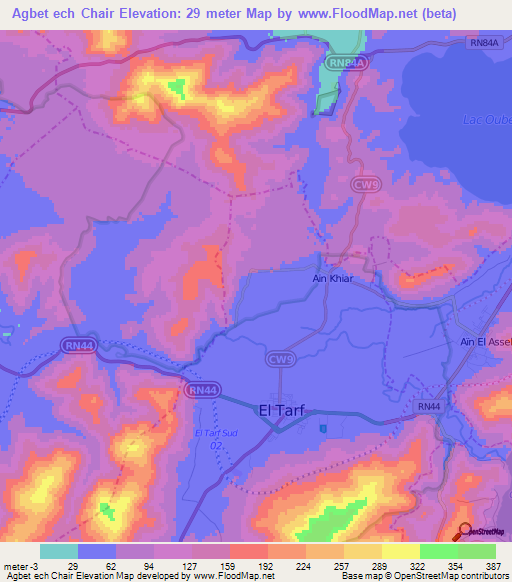 Agbet ech Chair,Algeria Elevation Map