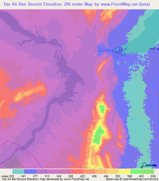 Dar Ali Ben Bouzid,Tunisia Elevation Map