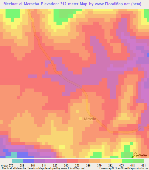 Mechtat el Meracha,Algeria Elevation Map
