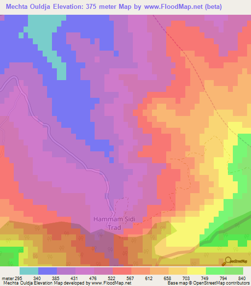 Mechta Ouldja,Algeria Elevation Map