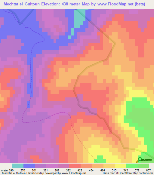 Mechtat el Guitoun,Algeria Elevation Map