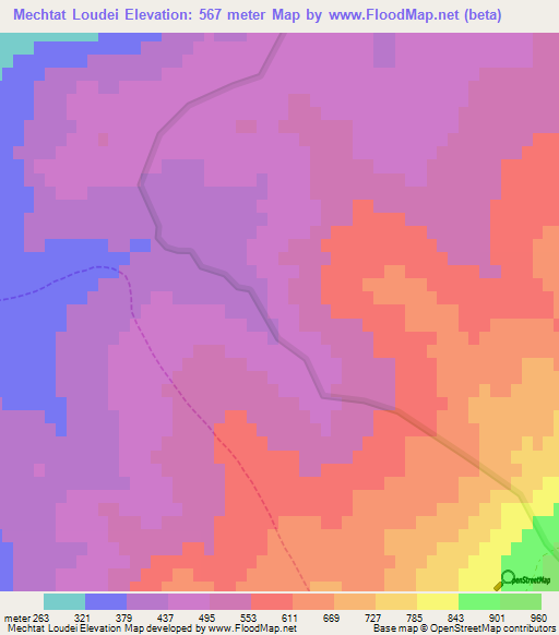 Mechtat Loudei,Algeria Elevation Map