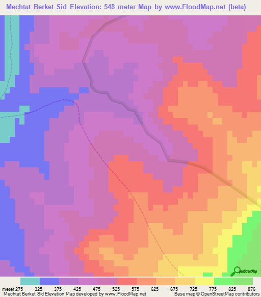 Mechtat Berket Sid,Algeria Elevation Map