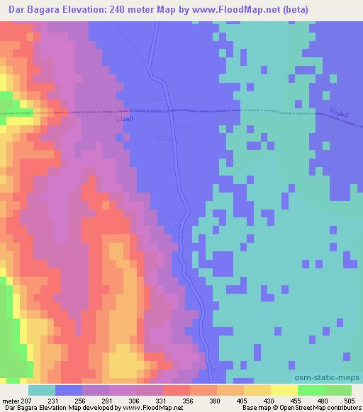 Dar Bagara,Tunisia Elevation Map