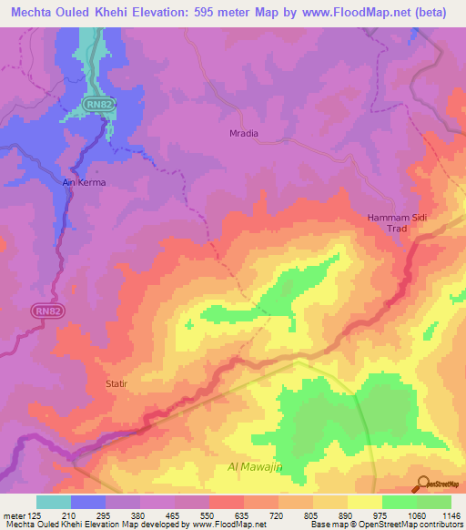 Mechta Ouled Khehi,Algeria Elevation Map
