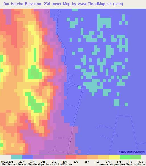 Dar Harcha,Tunisia Elevation Map