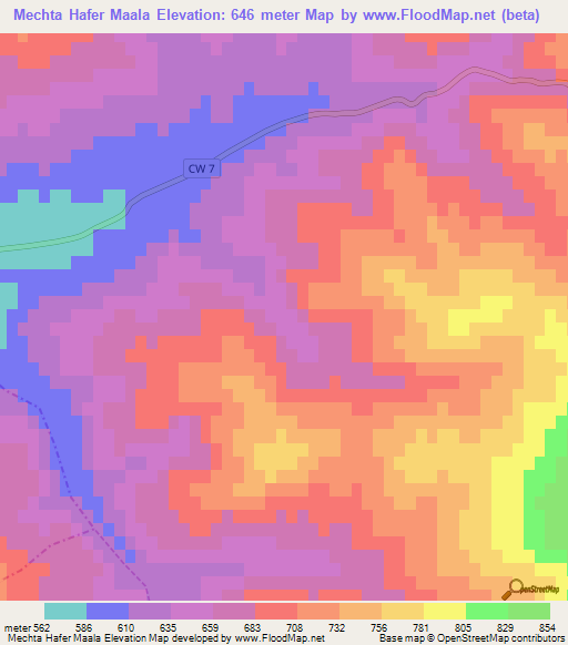 Mechta Hafer Maala,Algeria Elevation Map