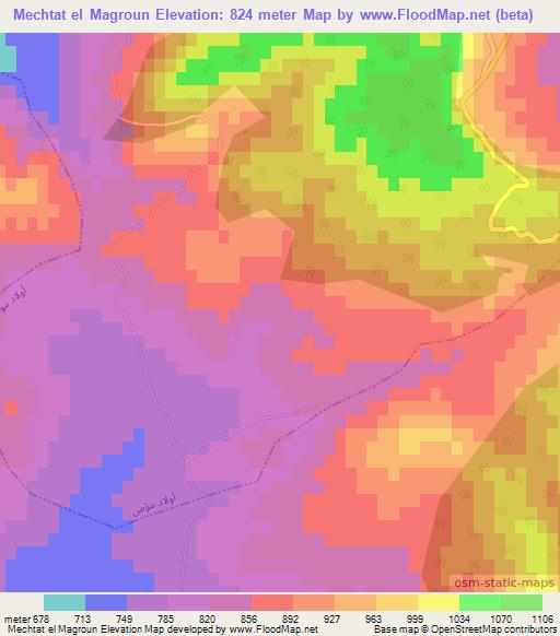 Mechtat el Magroun,Algeria Elevation Map