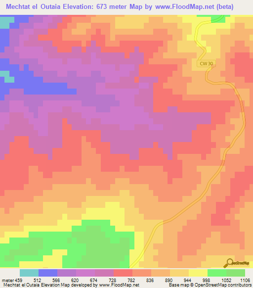 Mechtat el Outaia,Algeria Elevation Map