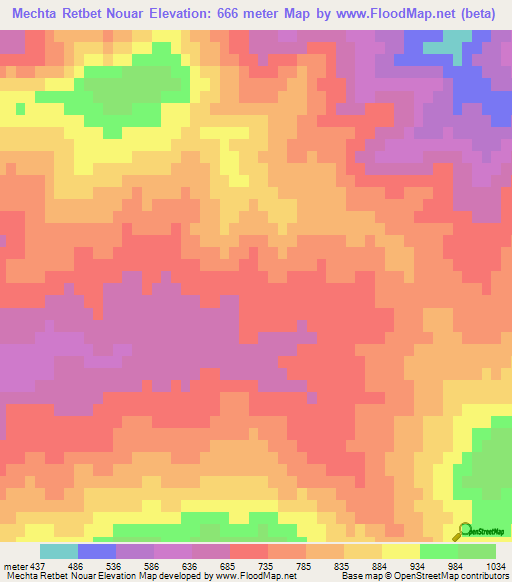 Mechta Retbet Nouar,Algeria Elevation Map