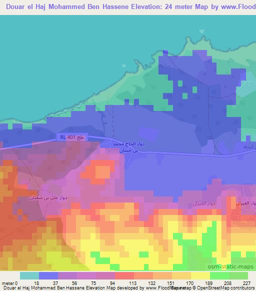 Douar el Haj Mohammed Ben Hassene,Tunisia Elevation Map