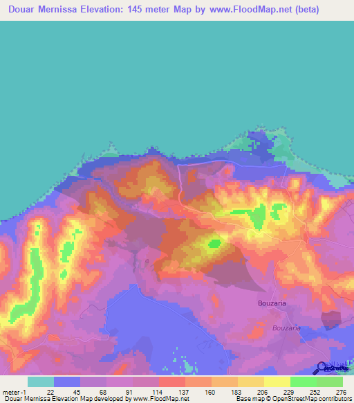 Douar Mernissa,Tunisia Elevation Map