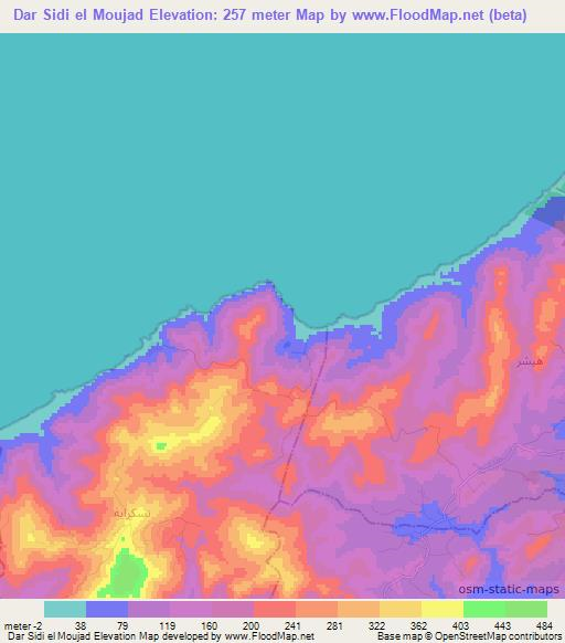 Dar Sidi el Moujad,Tunisia Elevation Map