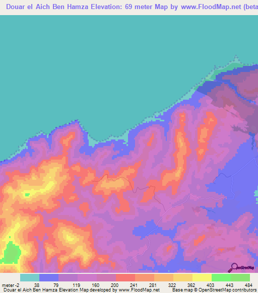 Douar el Aich Ben Hamza,Tunisia Elevation Map
