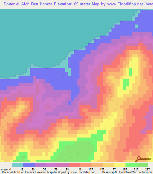 Douar el Aich Ben Hamza,Tunisia Elevation Map