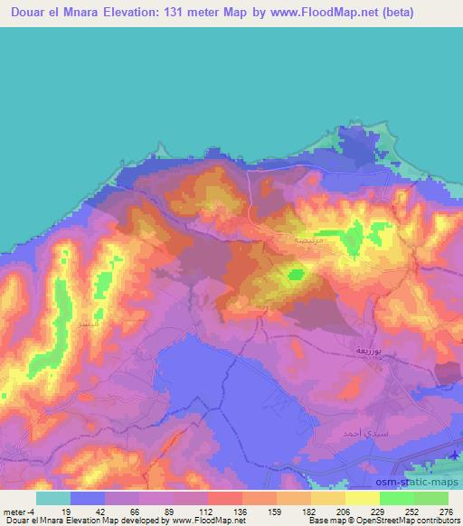 Douar el Mnara,Tunisia Elevation Map