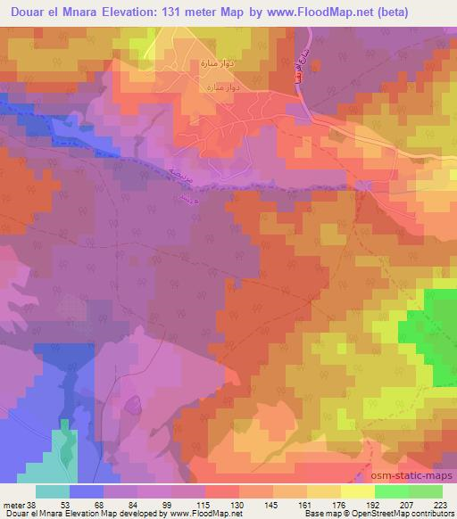 Douar el Mnara,Tunisia Elevation Map
