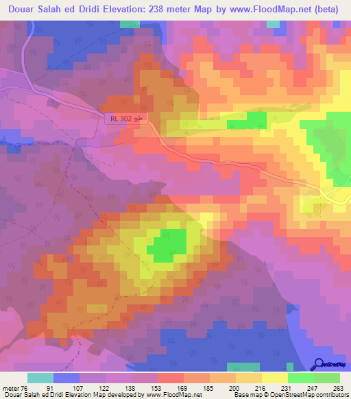 Douar Salah ed Dridi,Tunisia Elevation Map