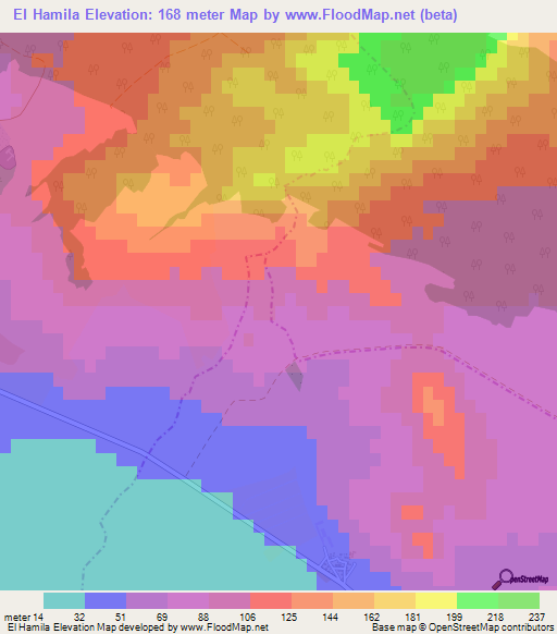 El Hamila,Tunisia Elevation Map