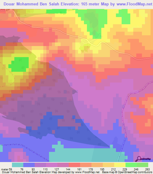 Douar Mohammed Ben Salah,Tunisia Elevation Map