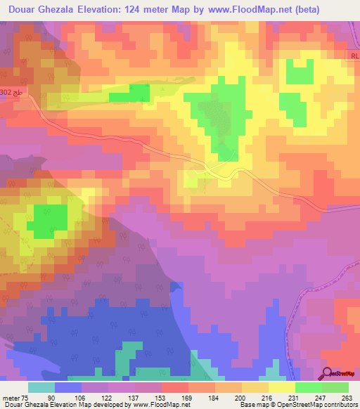 Douar Ghezala,Tunisia Elevation Map