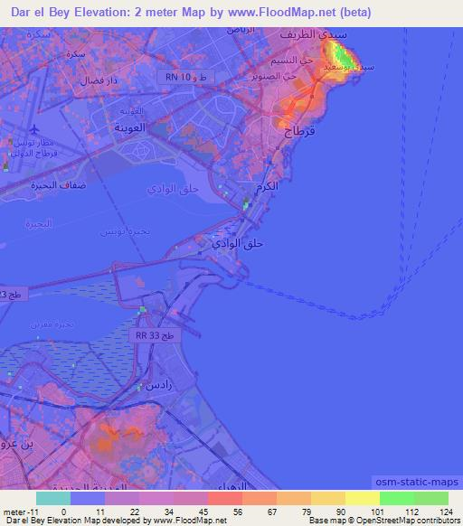 Dar el Bey,Tunisia Elevation Map
