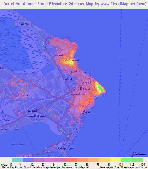 Dar el Haj Ahmed Souid,Tunisia Elevation Map