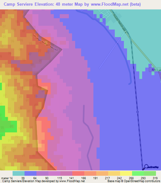 Camp Serviere,Tunisia Elevation Map