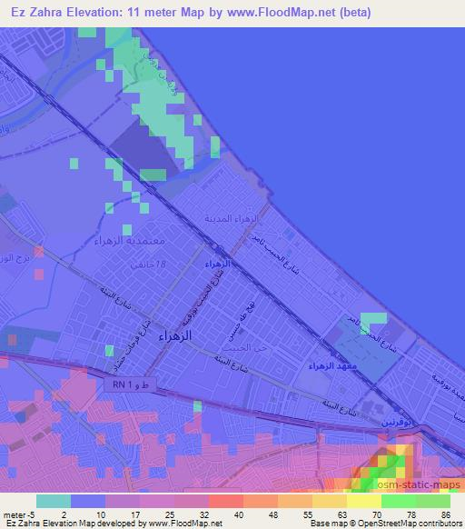 Ez Zahra,Tunisia Elevation Map