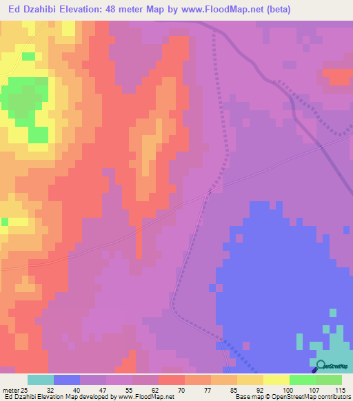 Ed Dzahibi,Tunisia Elevation Map