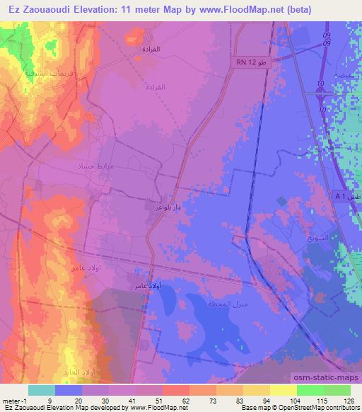 Ez Zaouaoudi,Tunisia Elevation Map
