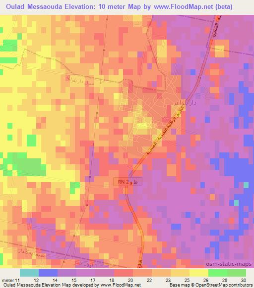 Oulad Messaouda,Tunisia Elevation Map